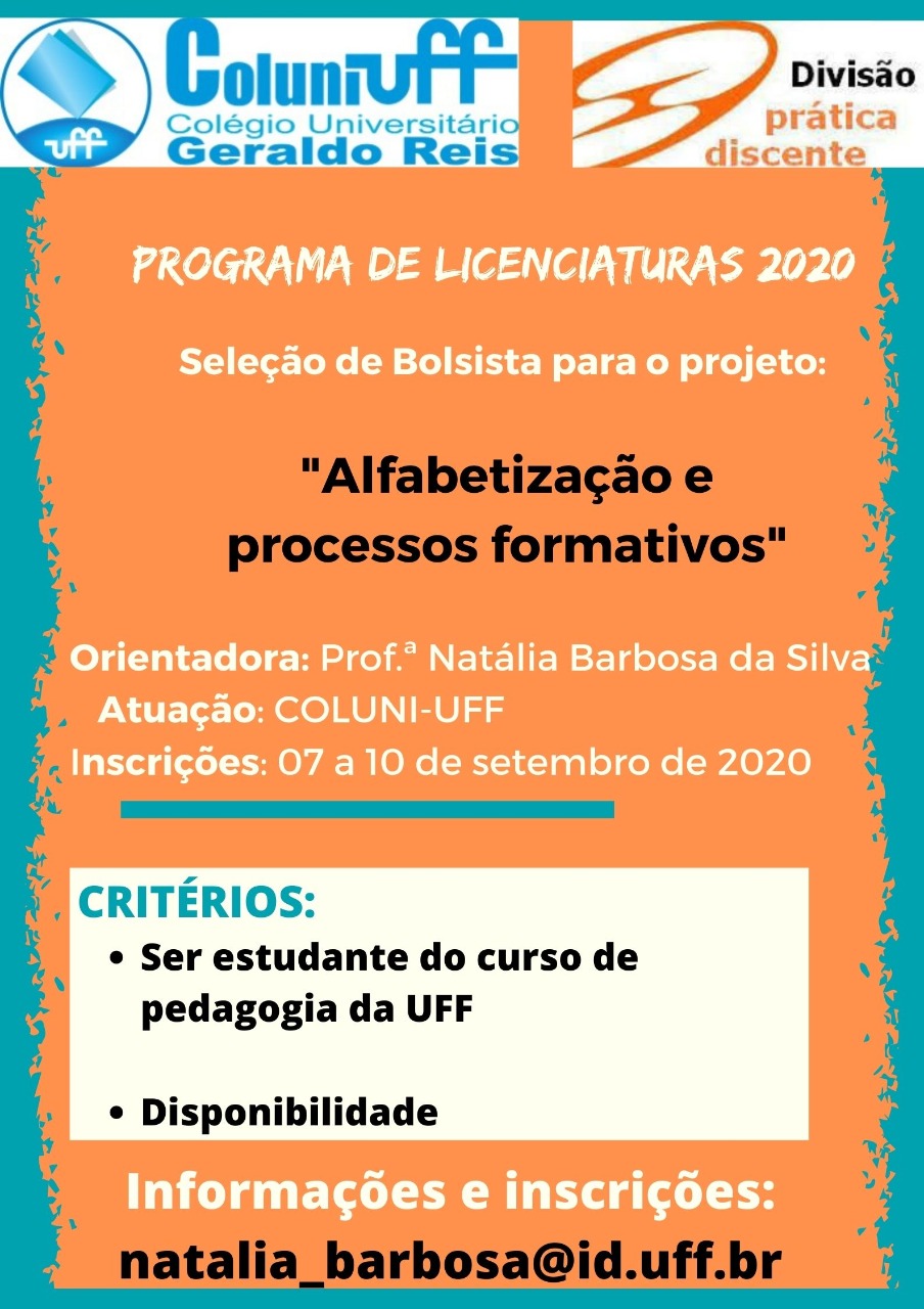 Seleção de Bolsistas na área de Pedagogia Projeto Alfabetização e