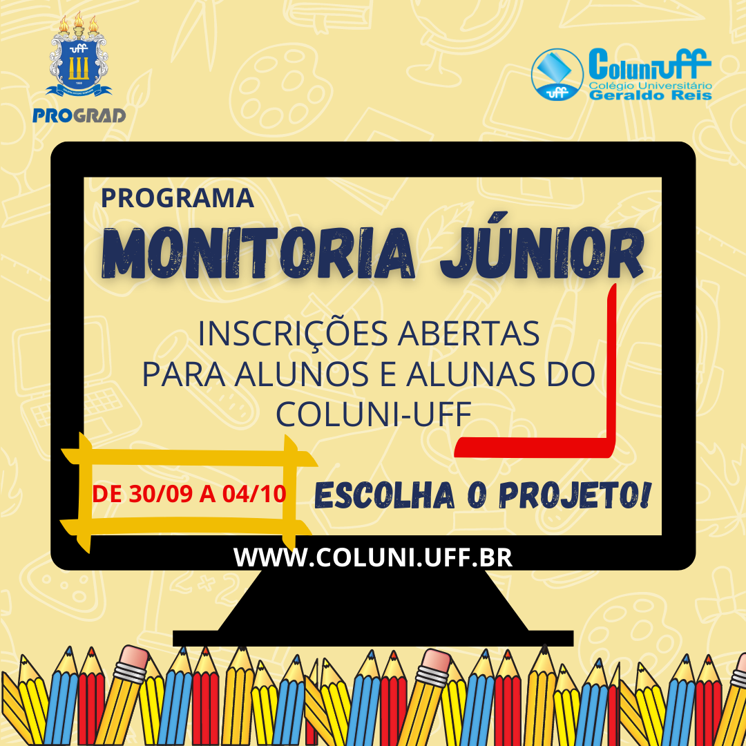 Inscrições abertas para o Programa Monitoria Júnior 2020