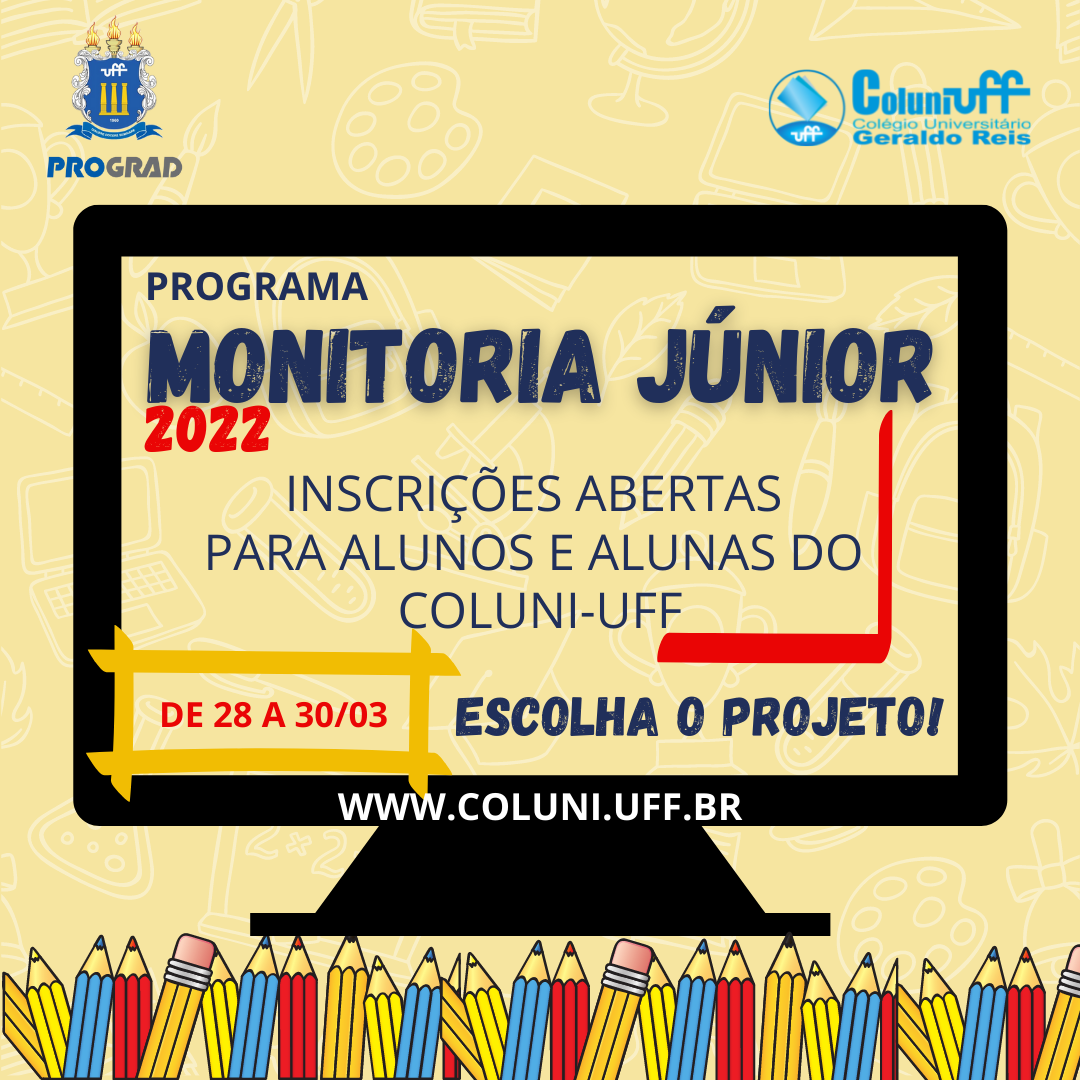 Editais de Seleção de bolsistas para o Programa Monitoria Júnior 2022 – Edital 002/2022