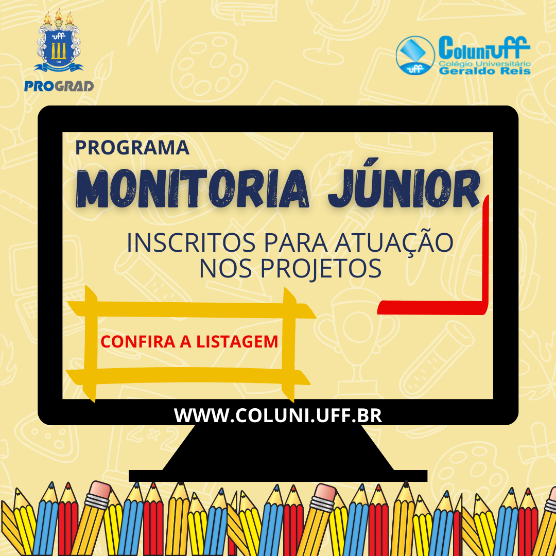 Lista de inscritos para o Programa Monitoria Júnior Edital 002/2022