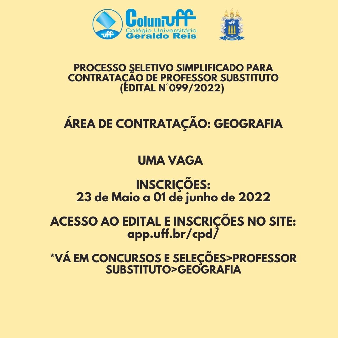 Processo seletivo simplificado para contratação de professor substituto (Edital N°099/2022)