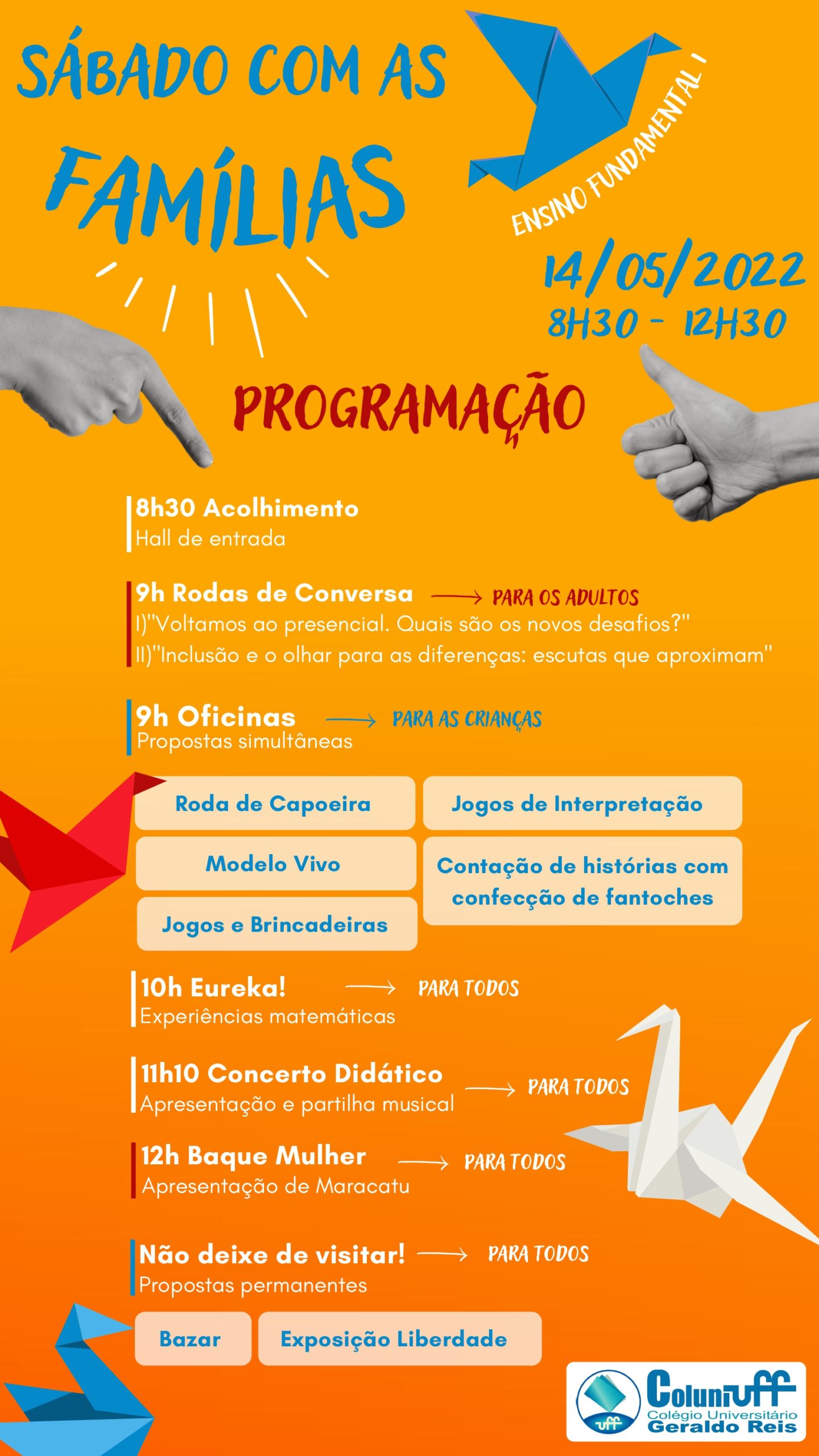 Programação do Sábado com as Famílias do EF1.