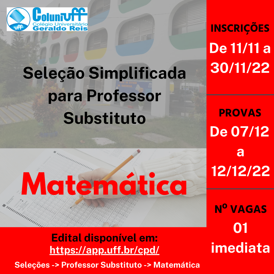 Seleção Simplificada Professor Substituto na Área de Matemática