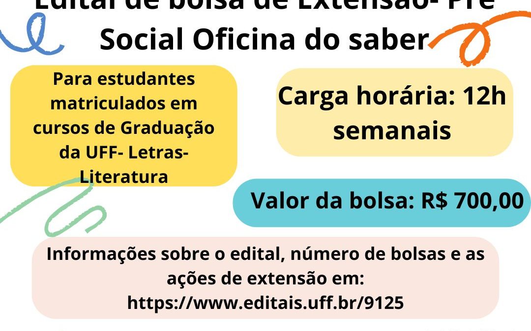 BOLSA DE EXTENSÃO PRÉ SOCIAL OFICINA DO SABER